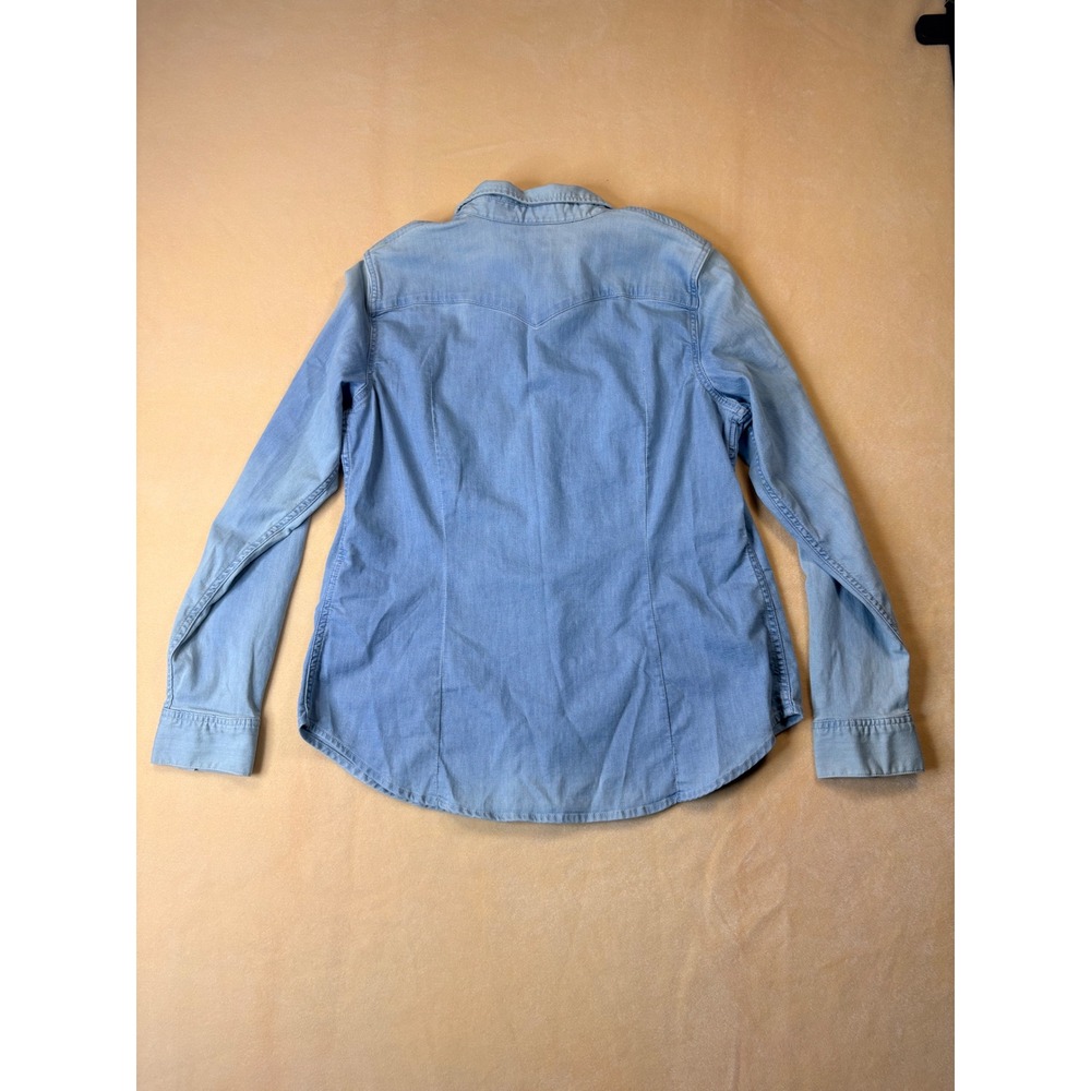 Levis Womens Tailored Fit Western Denim Shirt Light Wash Blue Snap Front XL - Picture 7 of 7